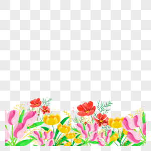 水彩婚礼彩色花卉边框图片