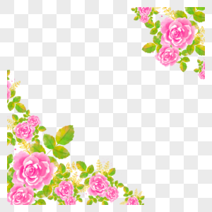 水彩婚礼粉色质感花卉边框图片