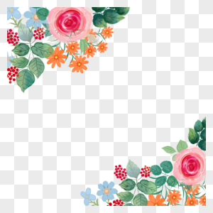 水彩植物花卉边框图片