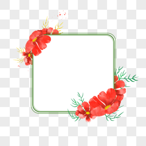 水彩红色花卉边框图片