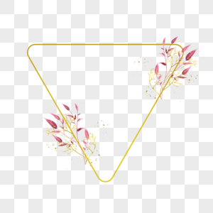 金枝花卉婚礼三角形边框图片