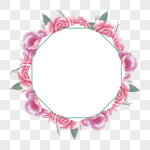 水彩粉色玫瑰花卉边框装饰图片