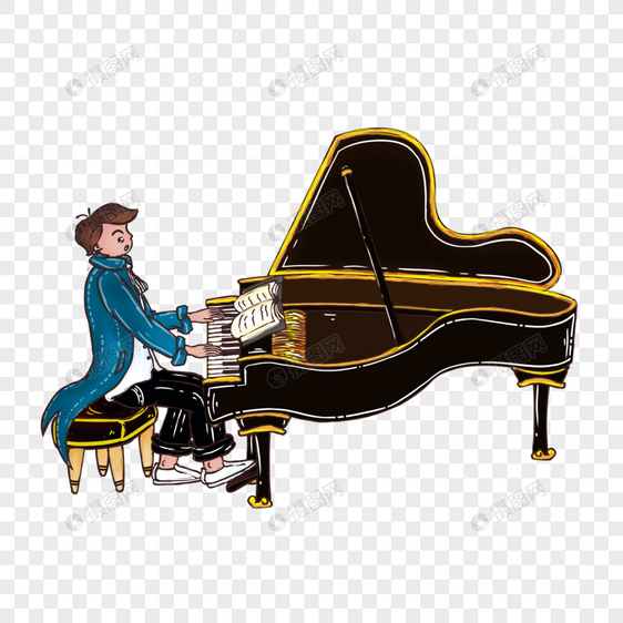 弹钢琴老师图片