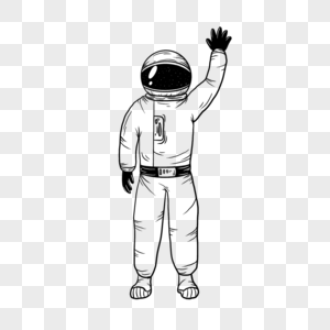 正在挥手的线条太空宇航员图片
