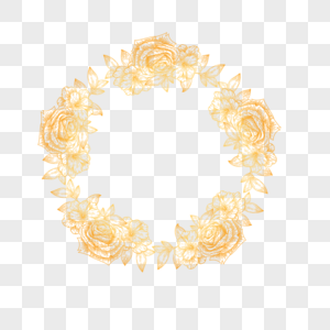 金线花卉婚礼圆形花边金色边框图片