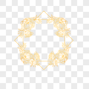 金线花卉婚礼花边多边形边框图片