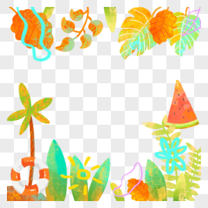植物水彩叶子晕染热带边框图片