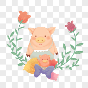 母亲节可爱动物小猪图片