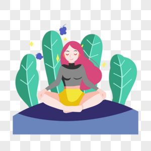 冥想运动女人坐着插画图片
