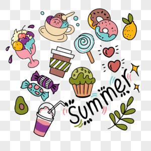 夏季甜品冷饮可爱涂鸦图片