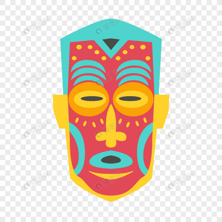 非洲原始部落人脸形状面具图片