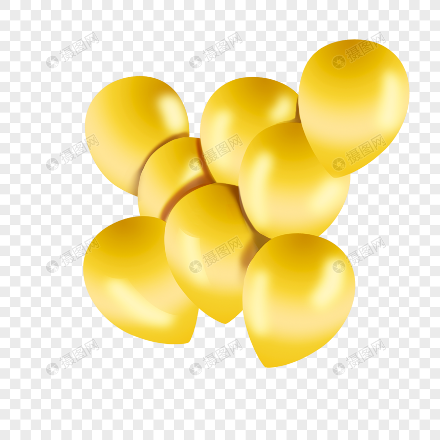 透明金色气球图片