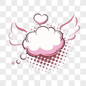 爱心天使翅膀波普粉色云朵图片
