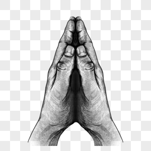 素描双手合十祈祷祷告的手势图片