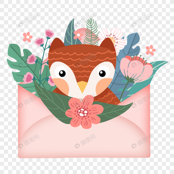 动物花卉粉色信封鹦鹉图片