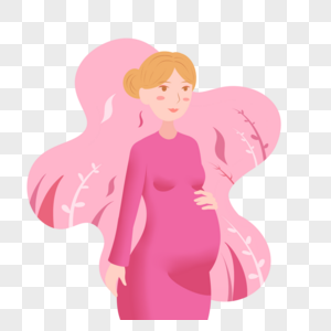 扁平风格粉色背景下的母亲节怀孕女图片