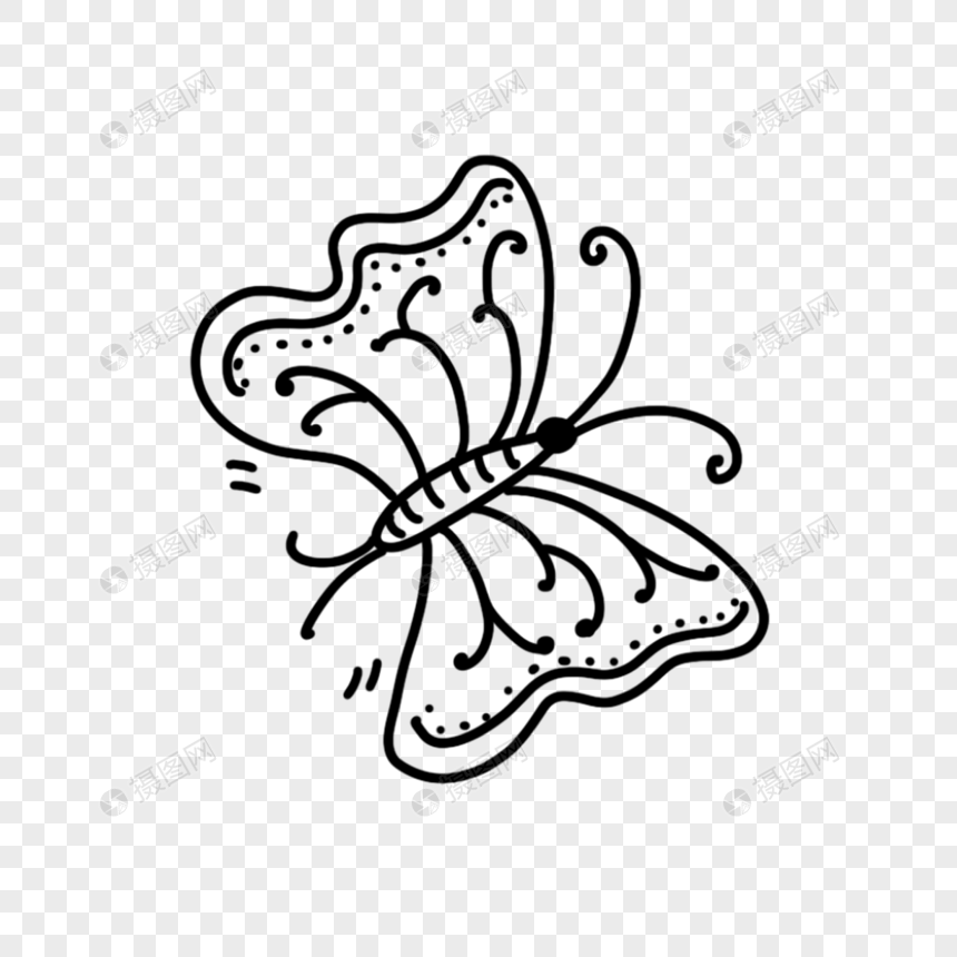 蝴蝶黑白线条