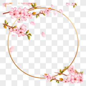 春天樱花粉色花卉枝条边框图片