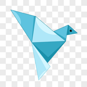 蓝色小鸟创意折纸动物图片