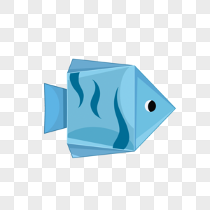 蓝色小鱼创意折纸动物图片