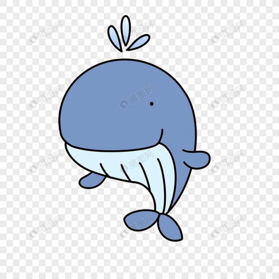 蓝色海洋大海卡通可爱鲸鱼图片