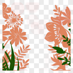 橙色花朵花丛剪纸边框图片