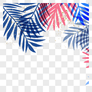 彩色水彩棕榈树边框图片