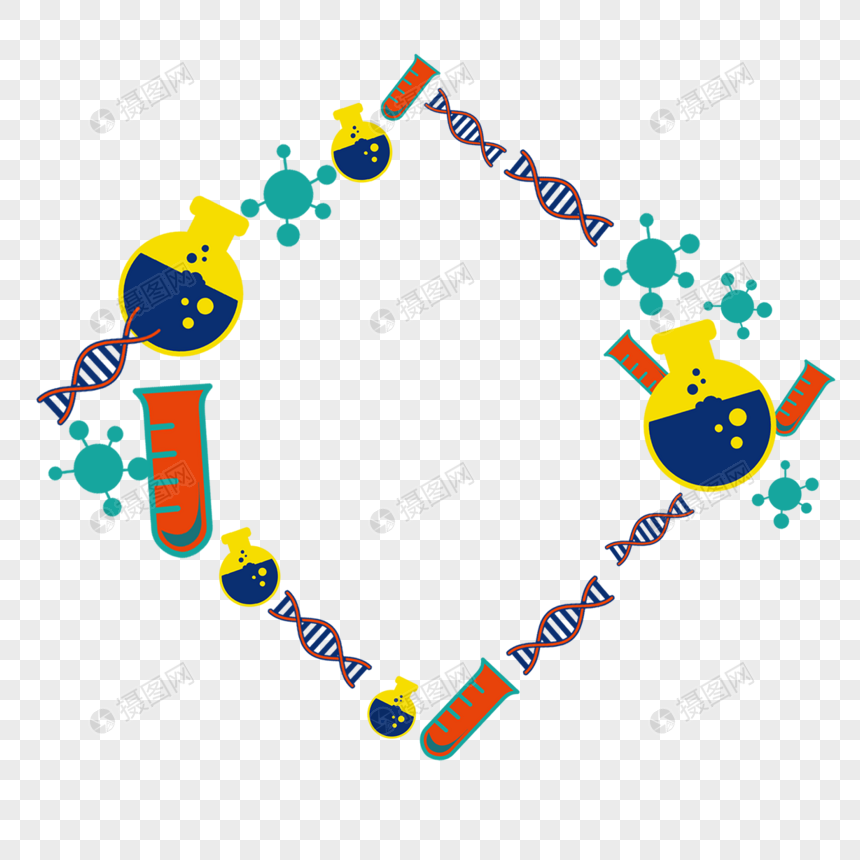 菱形精致化学仪器药剂边框图片