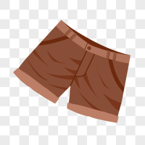 棕色卡通休闲短裤平面插画图片