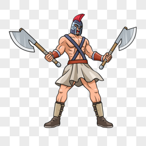 古罗马双斧战士卡通高清图片