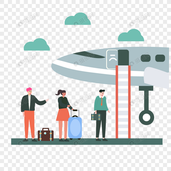 机场人物插画登机入口图片