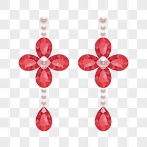 珠宝耳坠红宝石珍珠耳饰图片