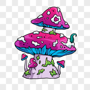 毒蘑菇卡通粉色图片