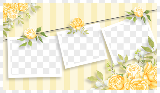 花卉相册黄色唯美浪漫玫瑰花边框相框图片