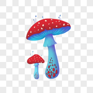 蘑菇迷幻艺术蓝色复古图片