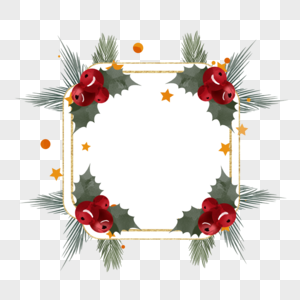 圣诞节一品红花卉水彩创意边框图片