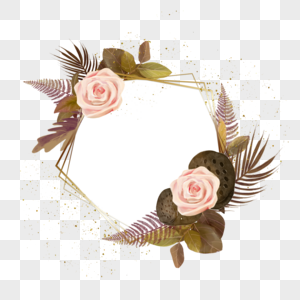 干花花卉婚礼水彩装饰边框图片