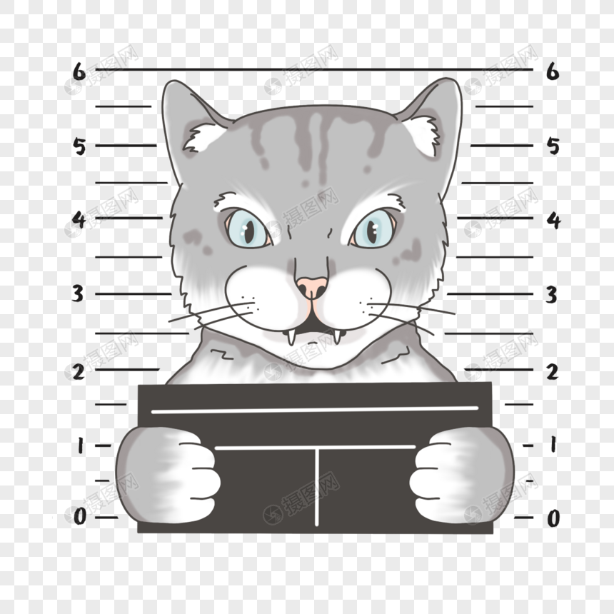 英短猫咪罪犯大头照卡通