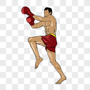 泰拳拳击手卡通运动人物图片