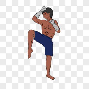 泰拳运动人物卡通风格图片