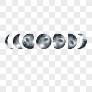 月亮灰色水彩满月变化图片