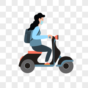 年轻女送货员骑着摩托车图片
