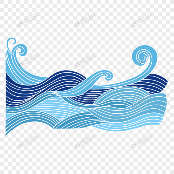 波浪抽象装饰线条蓝色波纹图片
