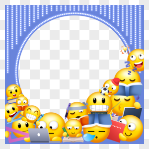 emoji表情蓝色圆形边框图片