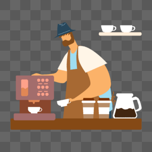 咖啡师咖啡制作卡通人物图片