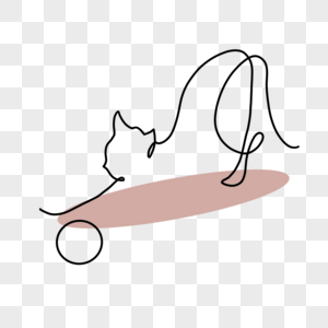 猫咪抽象线条画弓背伸懒腰图片