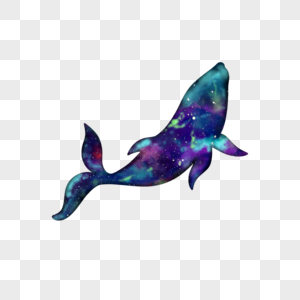 鲸鱼海洋水彩星空风格图片