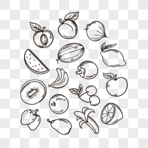 水果涂鸦农产品干果线条画图片