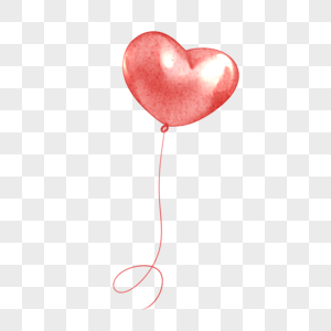 红色水彩庆祝爱心气球图片