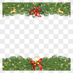 圣诞节绿叶边框标签装饰图片